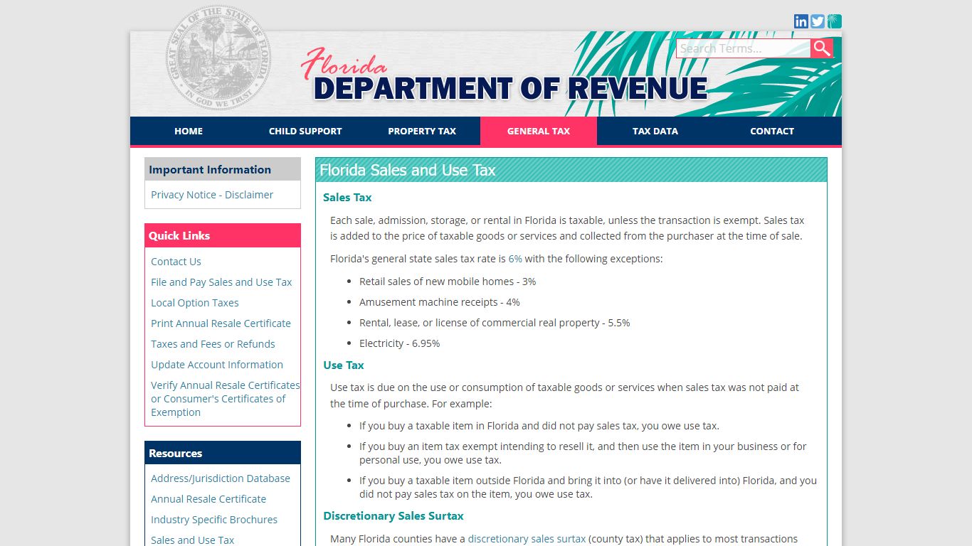 Florida Dept. of Revenue - Florida Sales and Use Tax - floridarevenue.com